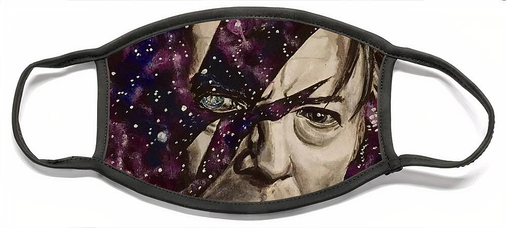 David Bowie Face Mask featuring the painting There's A Starman Waiting In The Sky by Joel Tesch