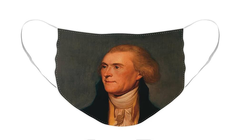 Thomas Jefferson Face Mask featuring the painting Thomas Jefferson by War Is Hell Store
