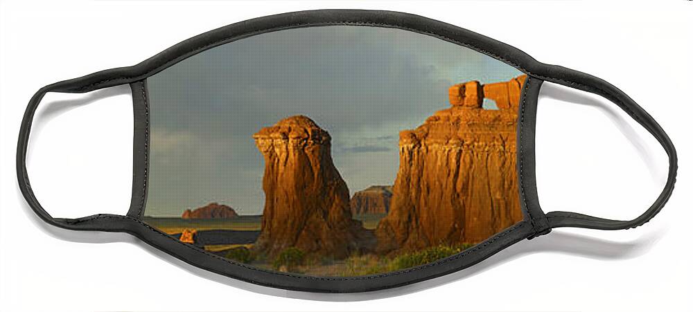 00175246 Face Mask featuring the photograph Three Judges in Goblin Valley by Tim Fitzharris