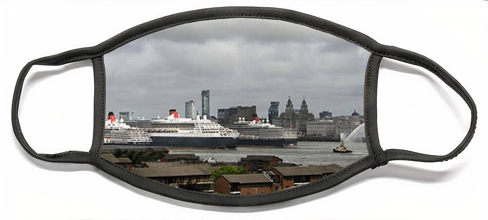 Cunard Face Mask featuring the photograph Three Queens on the Mersey by Spikey Mouse Photography