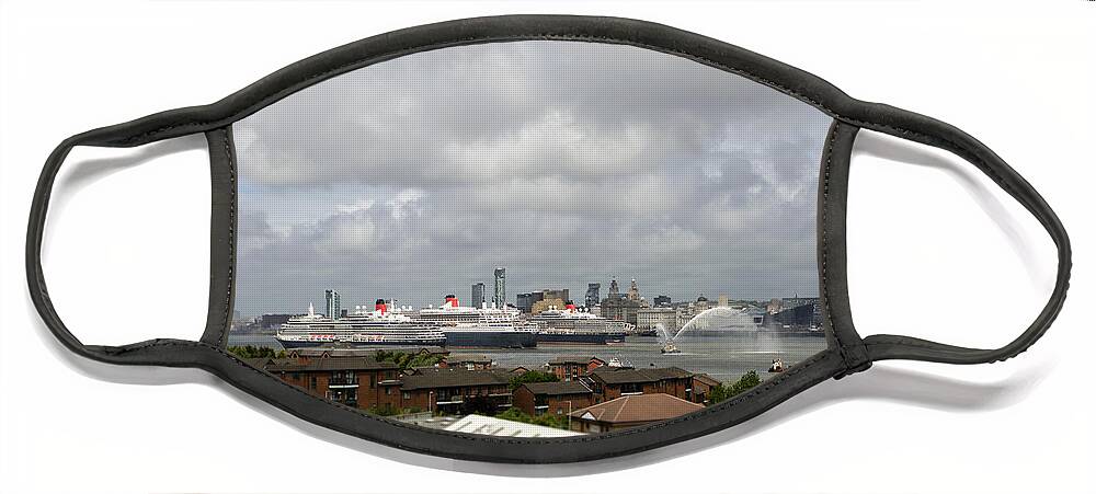 Cunard Face Mask featuring the photograph Three Queens Salute by Spikey Mouse Photography