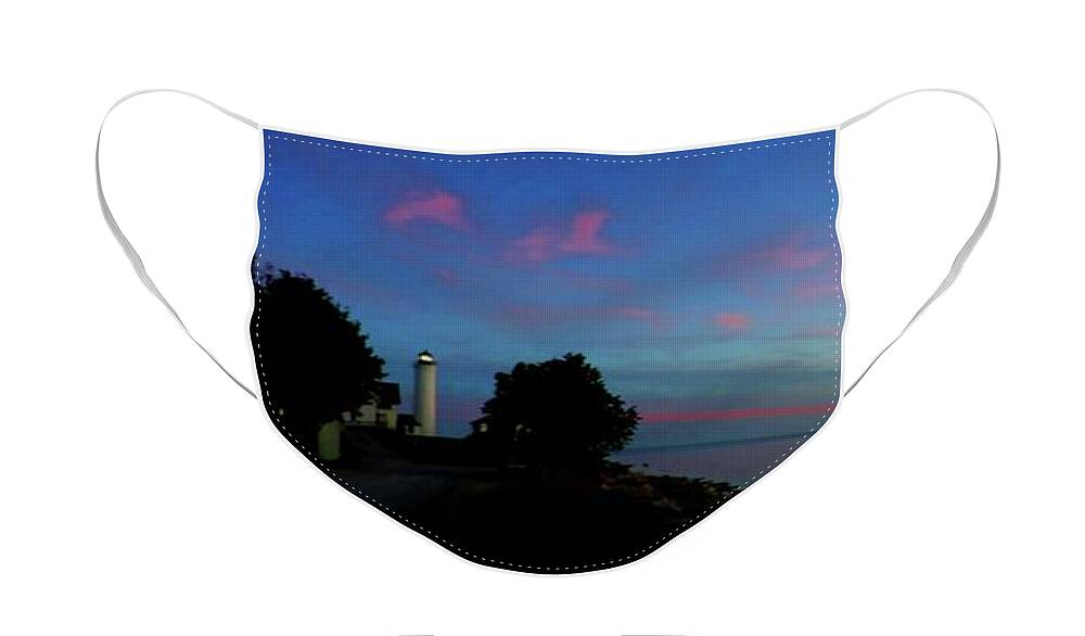 Thousand Islands Face Mask featuring the photograph Sunset at Tibbetts Point Light, 2015 by Dennis McCarthy