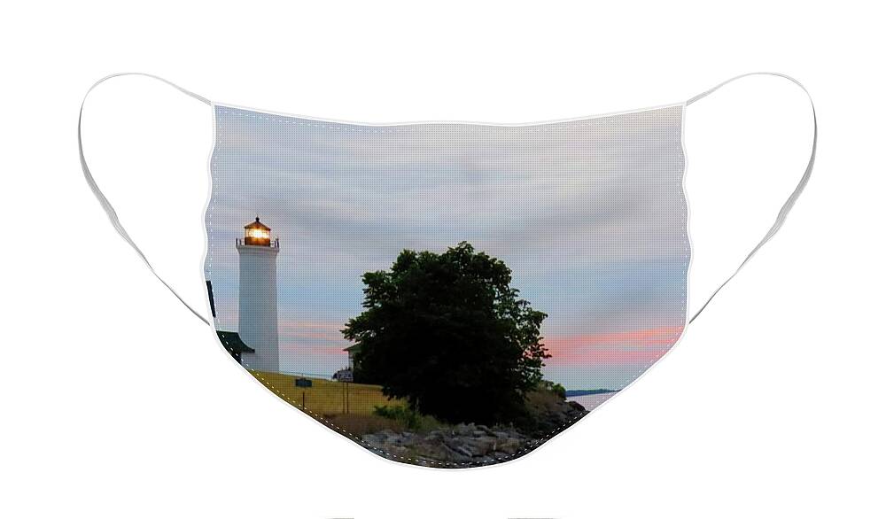 Cape Vincent Face Mask featuring the photograph Tibbetts Point Light Sunset by Dennis McCarthy