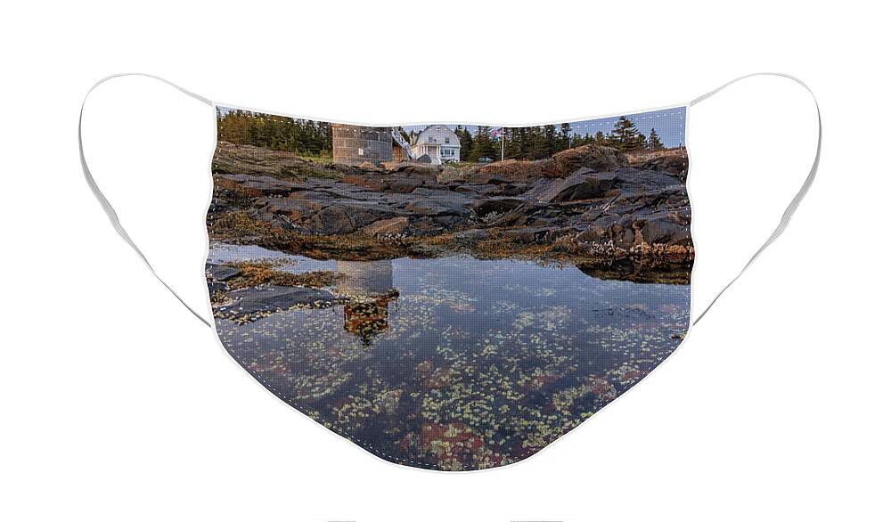 Marshall Point Lighthouse Face Mask featuring the photograph Tide Pools at Marshall Point Lighthouse by Kristen Wilkinson