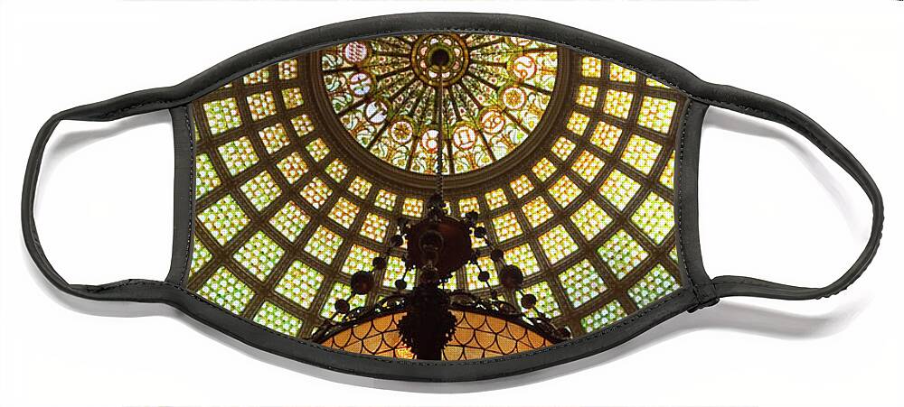 Art Face Mask featuring the photograph Tiffany Ceiling in the Chicago Cultural Center by David Levin