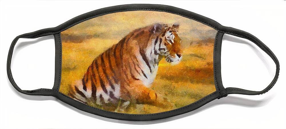 Tiger Face Mask featuring the digital art Tiger Dreams by Aimelle Ml