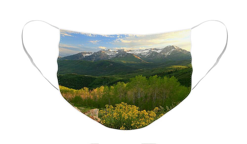 Utah Face Mask featuring the photograph Timpanogos from Mill Canyon Peak by Wasatch Light