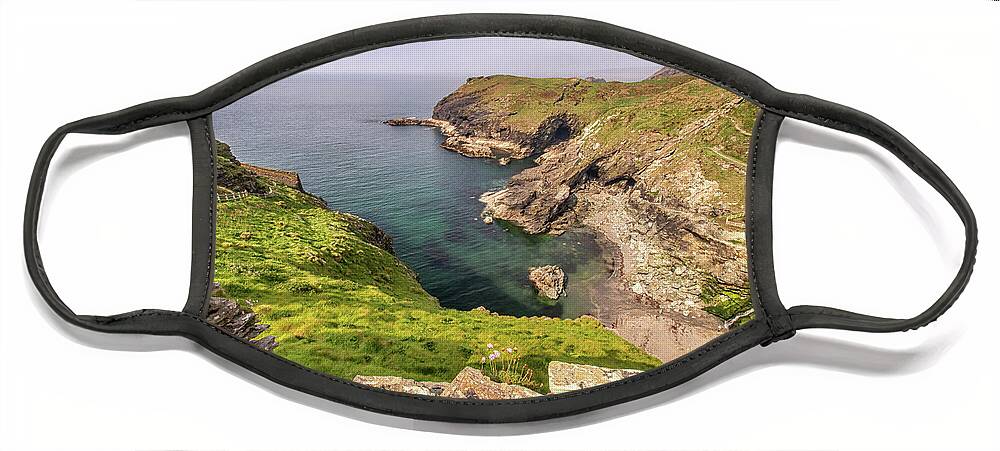 Tintagel Face Mask featuring the photograph Tintagel Cliffs by Framing Places
