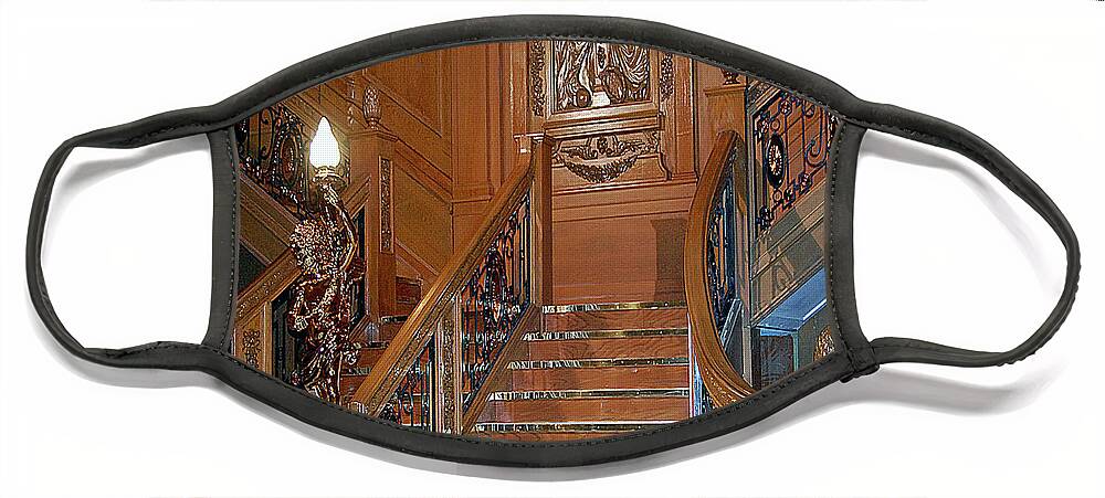 Titanic Face Mask featuring the digital art Titanics Grand Staircase by DigiArt Diaries by Vicky B Fuller