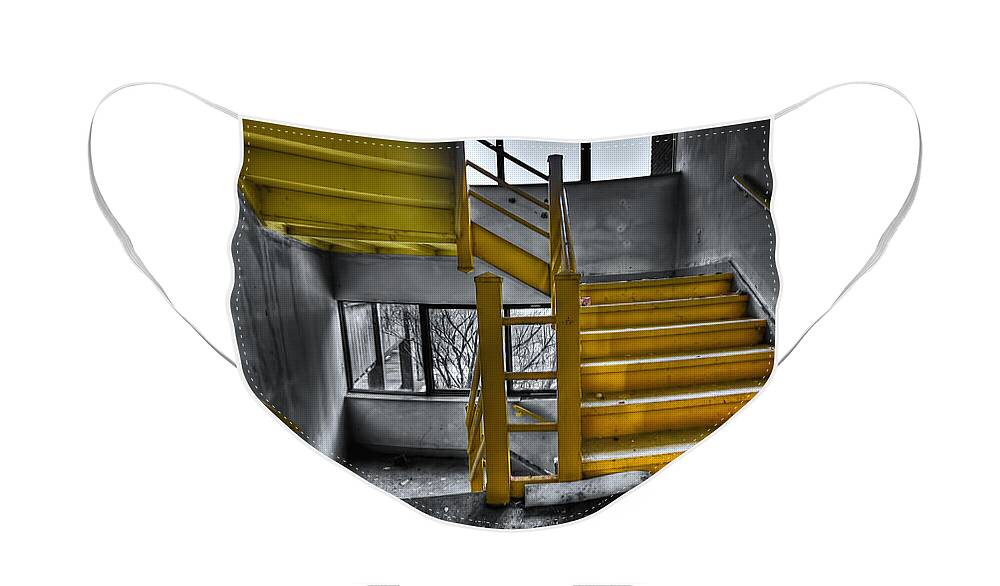 Stair Face Mask featuring the photograph To The Higher Ground by Evelina Kremsdorf