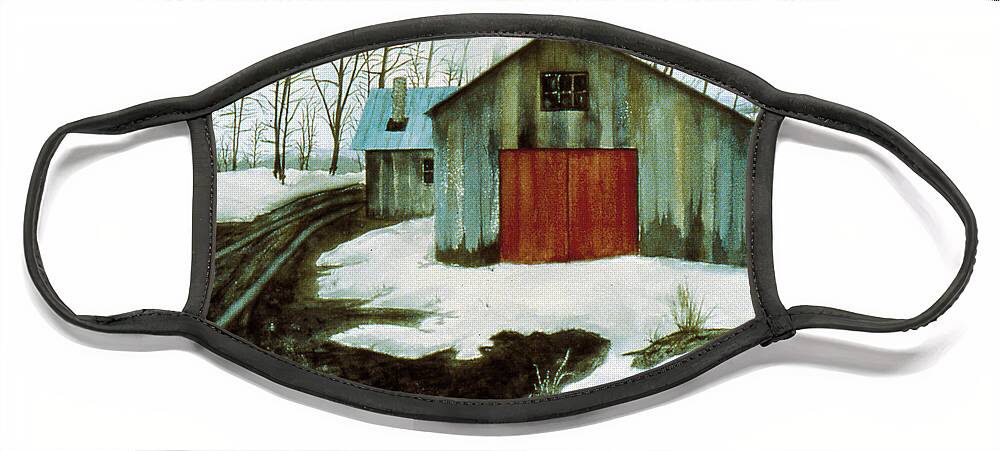 Karen Zuk Rosenblatt Art And Photography Face Mask featuring the painting To the Sugar House by Karen Zuk Rosenblatt