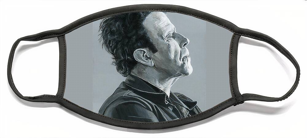 Tom Waits Face Mask featuring the painting Tom Waits by Matthew Mezo