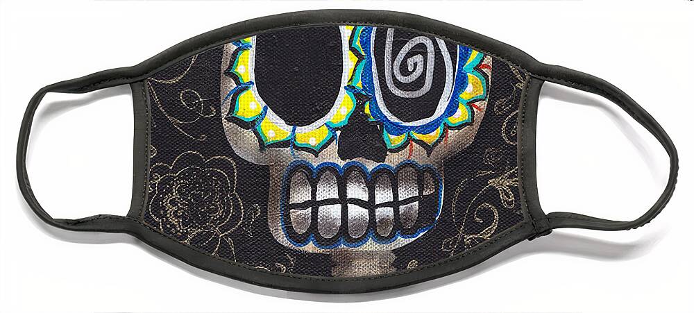 Day Of The Dead Face Mask featuring the painting Toma mi Corazon by Abril Andrade