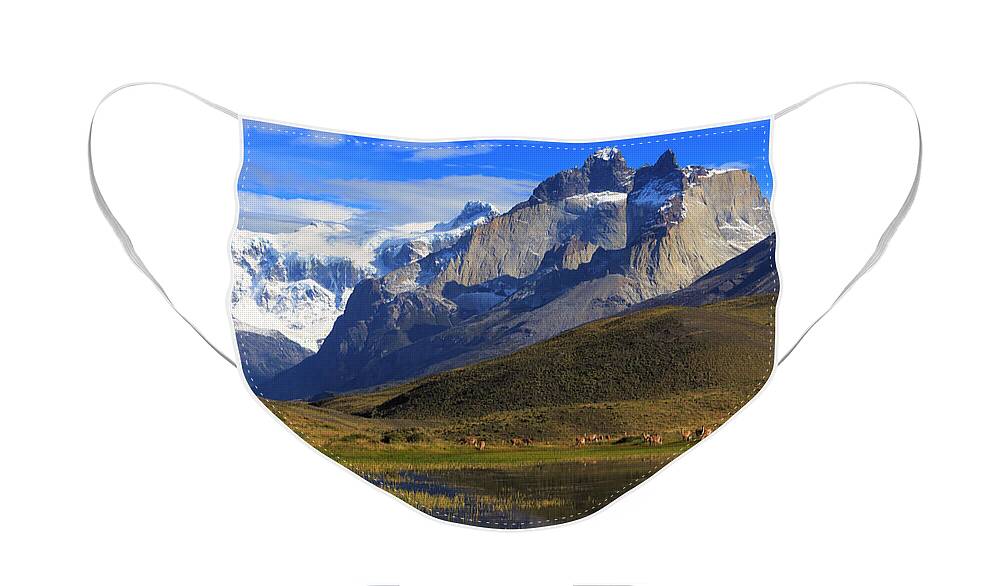 Paine Massif Face Mask featuring the photograph Torres del Paine National Park Patagonia Chile by Louise Heusinkveld