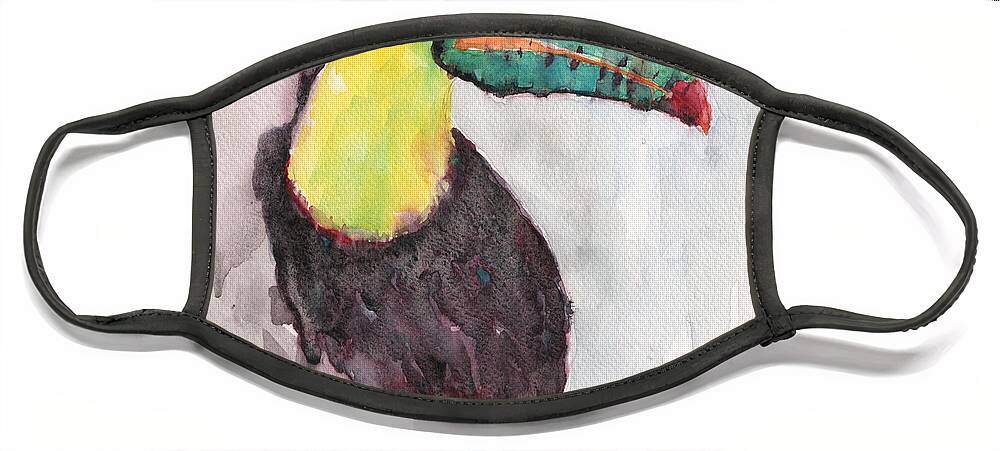 Toucan Face Mask featuring the painting Toucan by Claudia Hafner