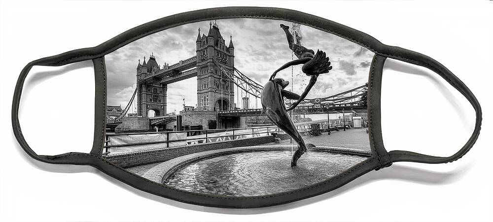 Black And White Face Mask featuring the photograph Tower Bridge,River Thames by Sharon Ann Sanowar