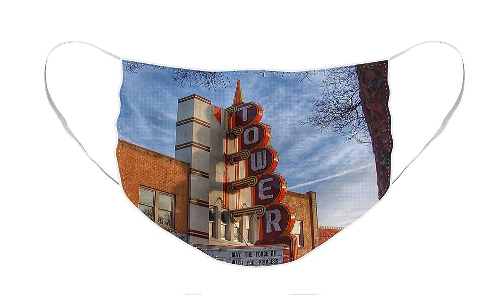 23 Face Mask featuring the photograph Tower Theater by Buck Buchanan
