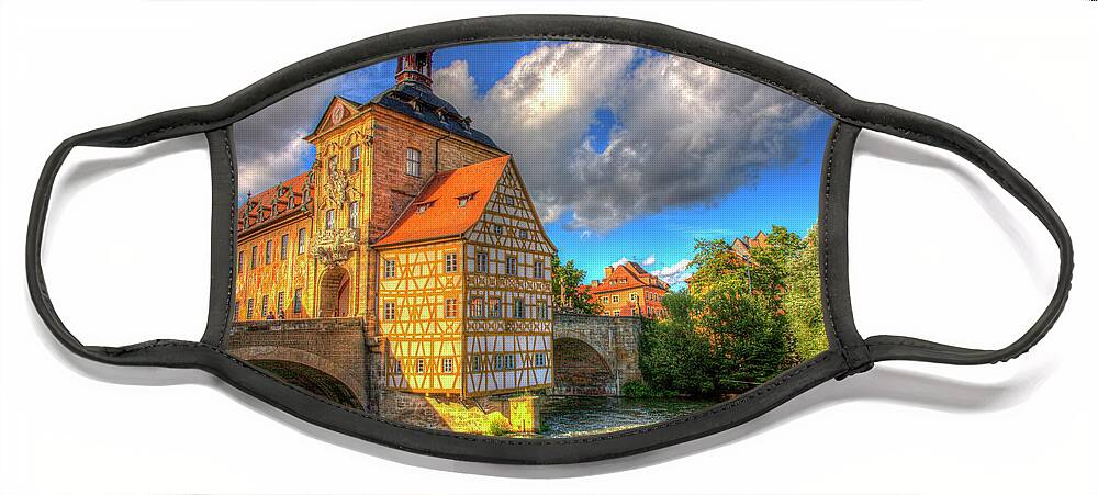 Architecture Face Mask featuring the photograph Town Hall of Bamberg by Heiko Koehrer-Wagner