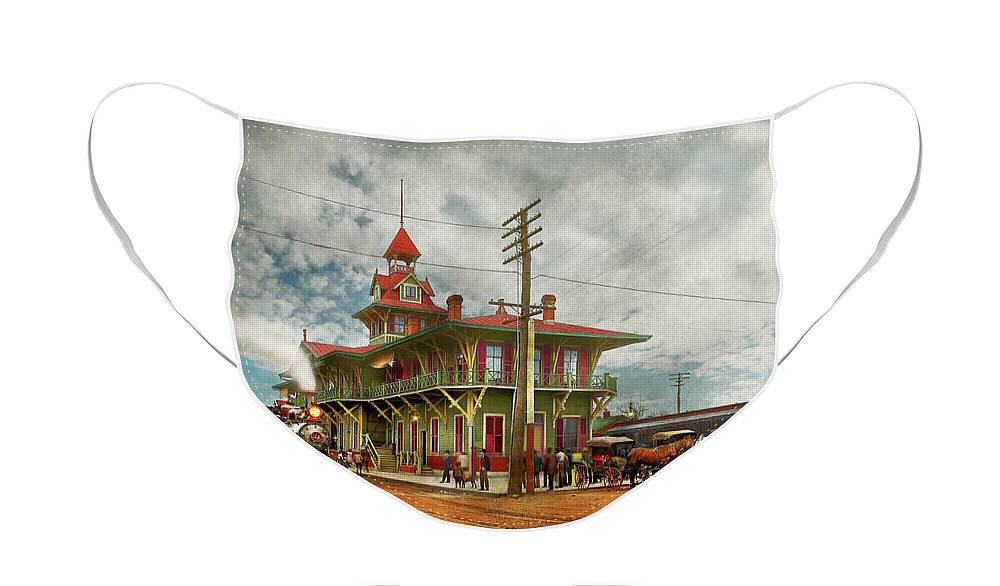 Train Station - Pensacola FL - The Louisville and Nashville Railroad 1900 Face  Mask by Mike Savad - Fine Art America