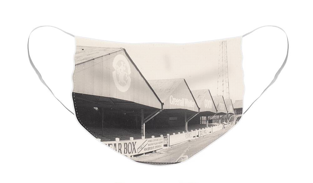  Face Mask featuring the photograph Tranmere Rovers - Prenton Park - Cowshed 1 - BW - 1967 by Legendary Football Grounds