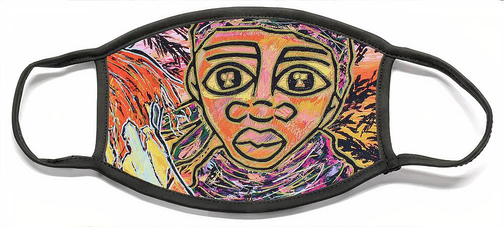 Painting - Acrylic Face Mask featuring the painting Travelers by Odalo Wasikhongo