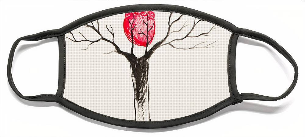 Tree Face Mask featuring the painting Tree of Hearts by Stefanie Forck