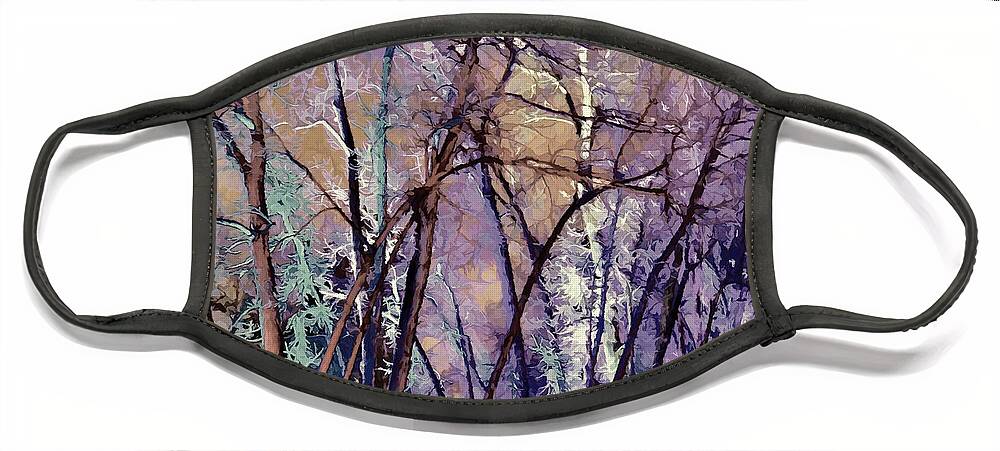 Abstract Trees Face Mask featuring the digital art Trees are Poems That the Earth Writes Upon the Sky by OLena Art