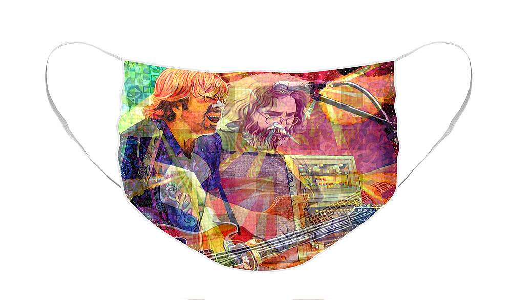 Trey Anastasio Face Mask featuring the digital art Trey Channeling Cosmic Jerry by Joshua Morton