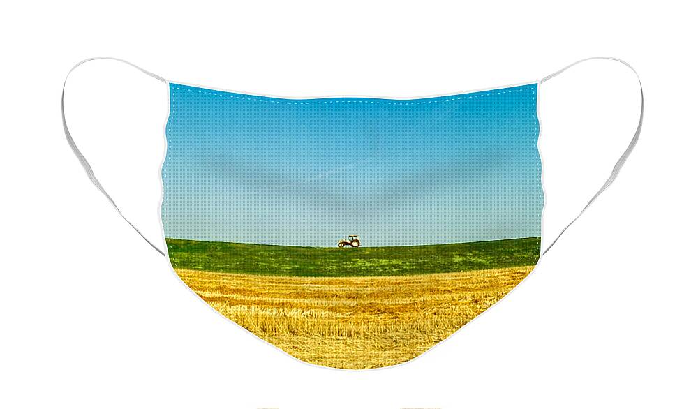 Canon Lide 80 Face Mask featuring the photograph Tricolor with tractor by Roberto Pagani