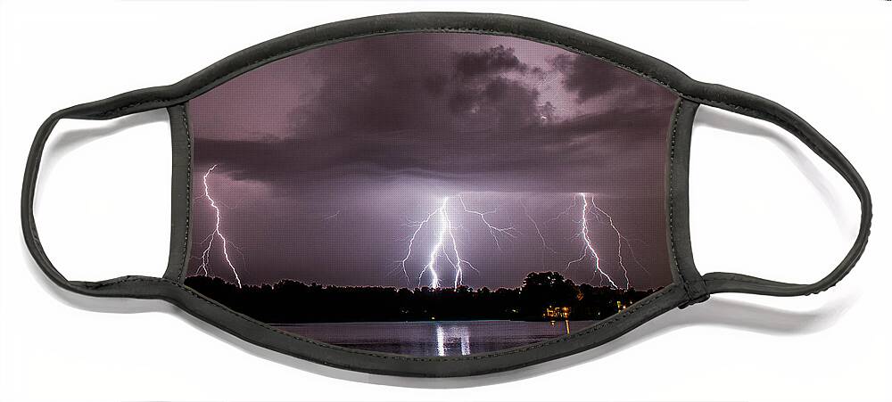 Lightning Face Mask featuring the photograph Triple Threat by Marcus Hustedde