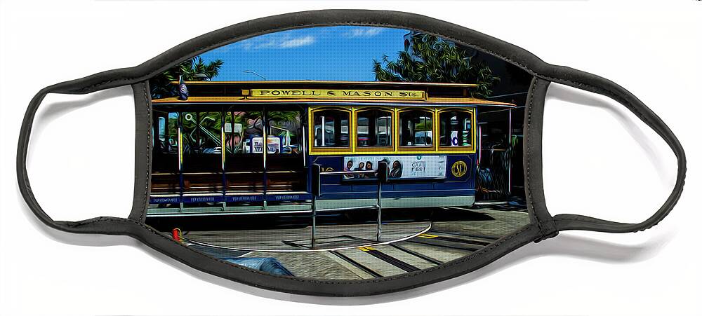 Trolley Face Mask featuring the photograph Trolley car turn around by Stuart Manning