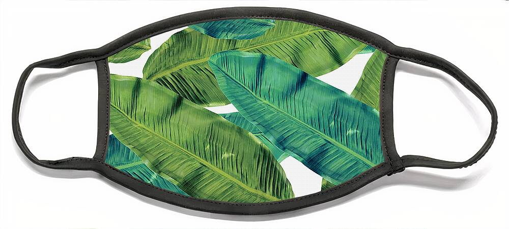 Tropical Leaves.nature Design Face Mask featuring the painting Tropical Leaves 7 by Mark Ashkenazi