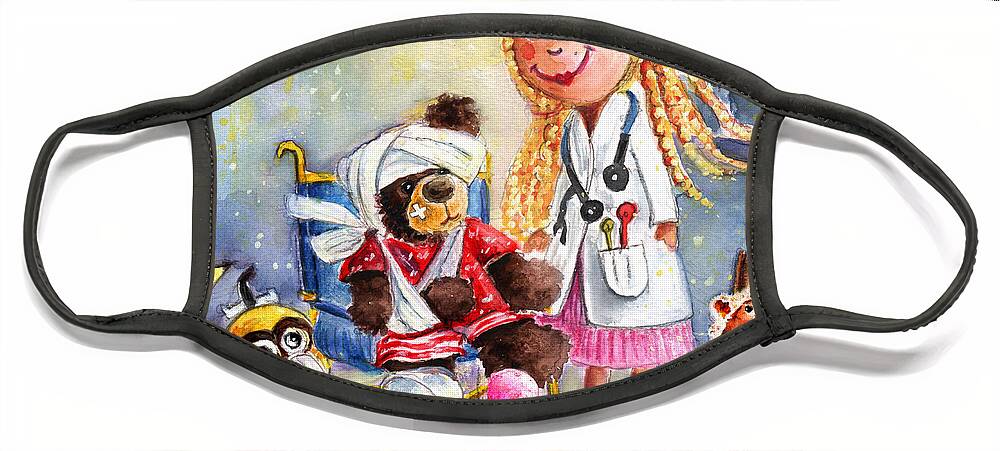Animals Face Mask featuring the painting Truffle McFurry And The Minion by Miki De Goodaboom