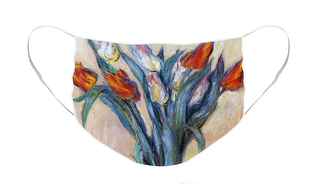 Tulips Face Mask featuring the painting Tulips by Claude Monet