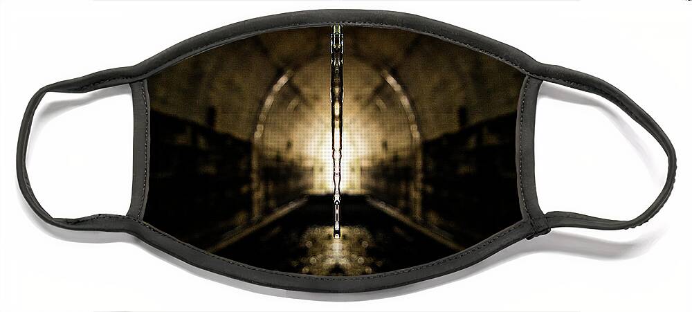 Tunnel Face Mask featuring the digital art Tunnel Icicle by Pelo Blanco Photo