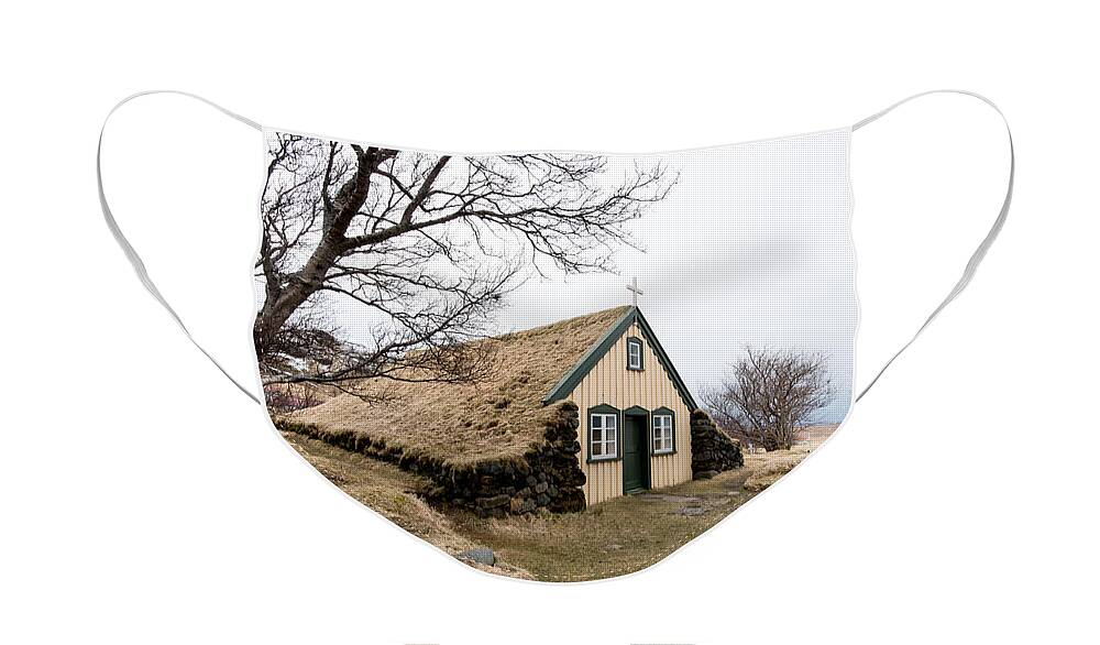 Michalakis Ppalis Face Mask featuring the photograph Turf church at Hof in Iceland by Michalakis Ppalis