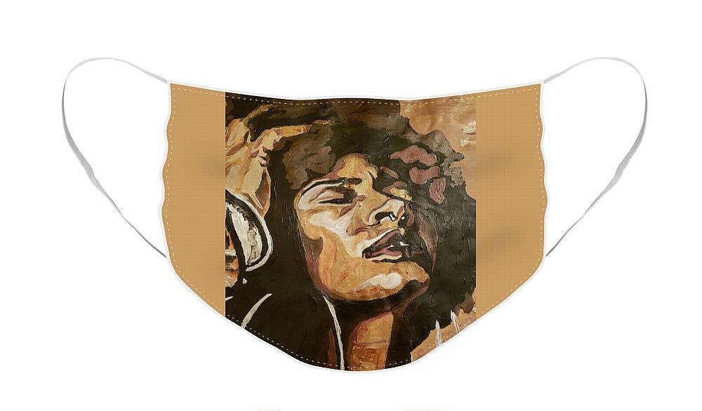 Black Woman Face Mask featuring the painting Turn Up The Quiet by Rachel Natalie Rawlins