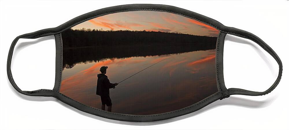 Twilight Face Mask featuring the photograph Twilight Fishing Delight by John Stephens