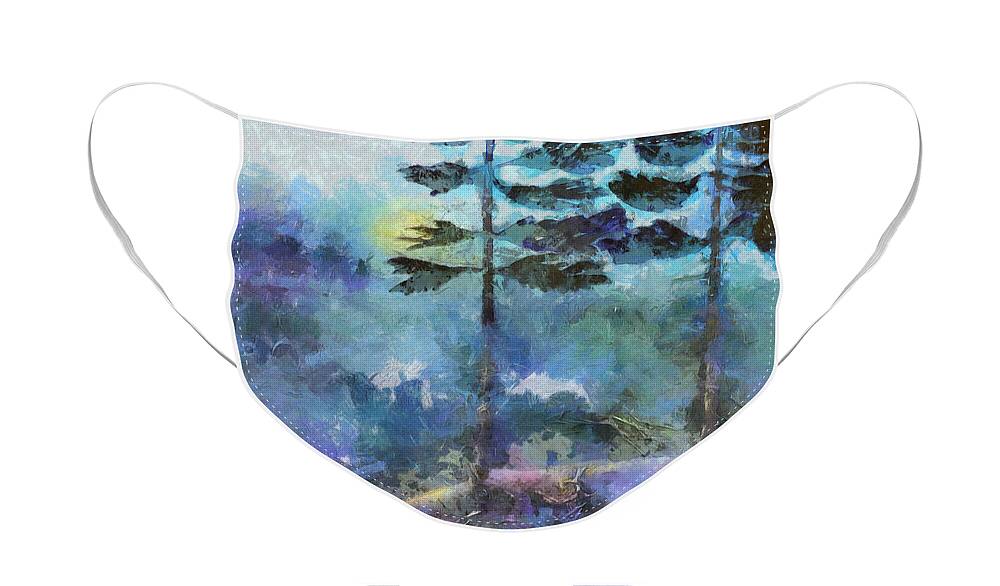 Trees Face Mask featuring the photograph Twin Pines by Claire Bull