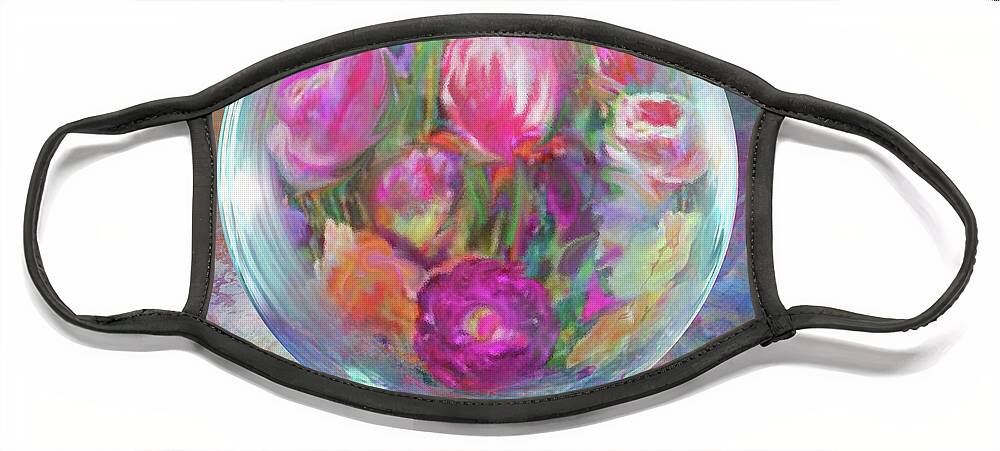 Tulip Abstract Face Mask featuring the digital art Tulip Twirl by Robin Moline