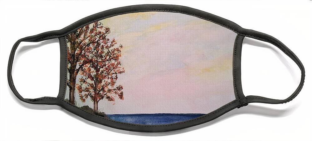 Fall Trees Face Mask featuring the painting Two Trees by Susan Nielsen
