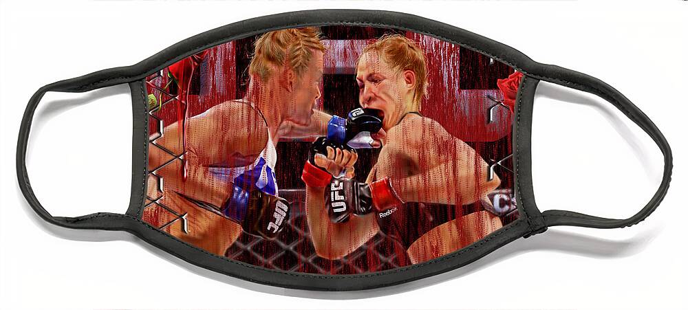 Holly Holm Face Mask featuring the painting Ufc The New Soylent Green by Reggie Duffie
