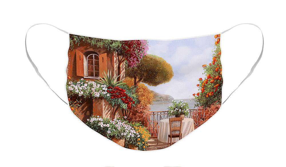 Terrace Face Mask featuring the painting Una Sedia In Attesa by Guido Borelli