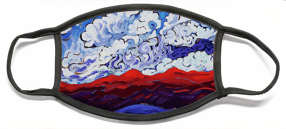 Colorful Southwest Landscape Face Mask featuring the painting Under New Mexico Skies by Cathy Carey