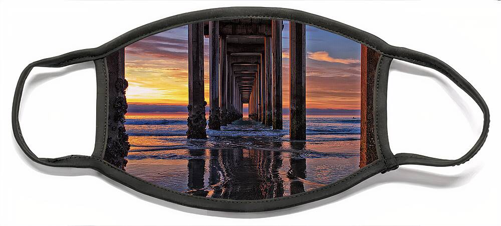 La Jolla Face Mask featuring the photograph Under the Scripps Pier by Sam Antonio