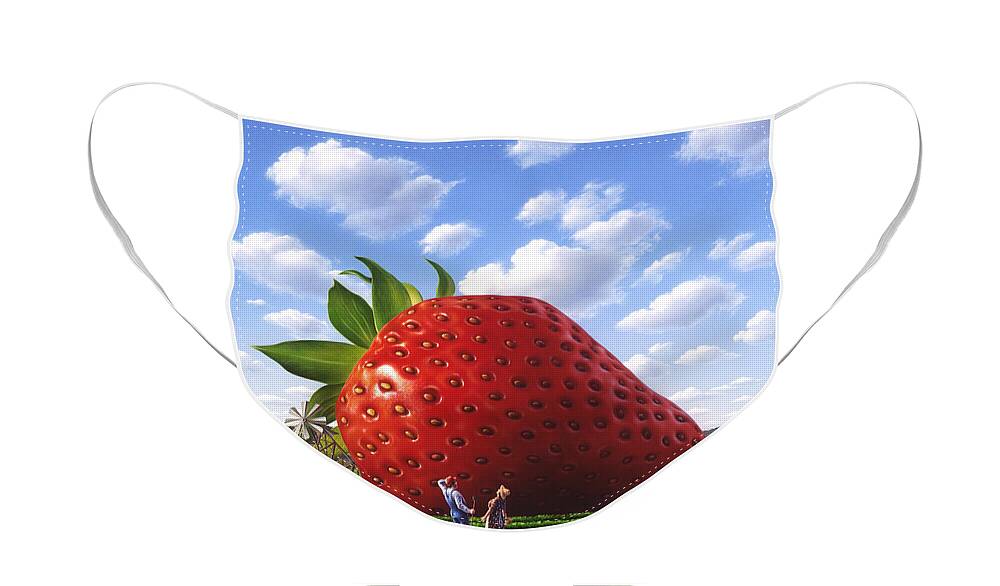 Strawberry Face Mask featuring the painting Unexpected Growth by Jerry LoFaro