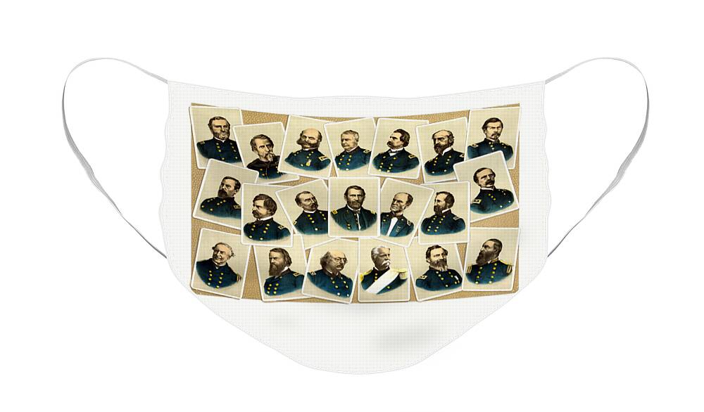 Civil War Face Mask featuring the painting Union Commanders of The Civil War by War Is Hell Store