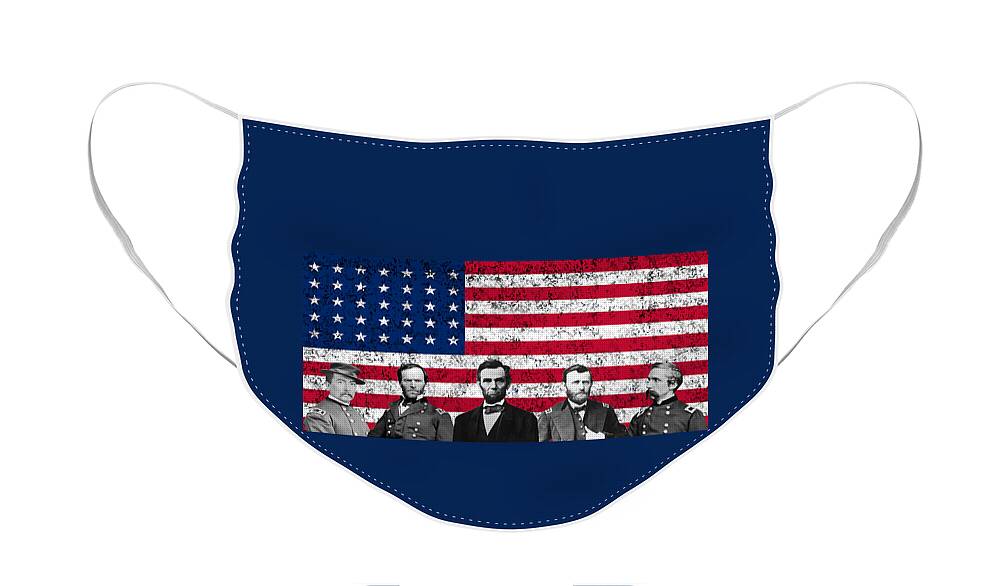 Abraham Lincoln Face Mask featuring the mixed media Union Heroes and The American Flag by War Is Hell Store