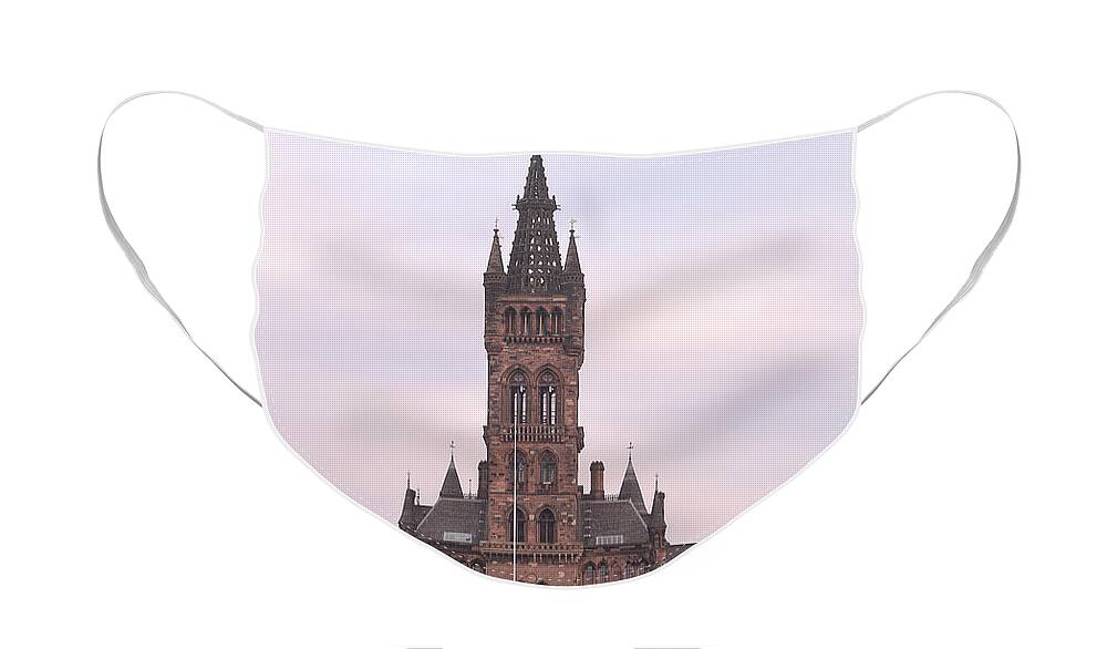 University Of Glasgow Face Mask featuring the photograph University of Glasgow at Sunrise by Maria Gaellman