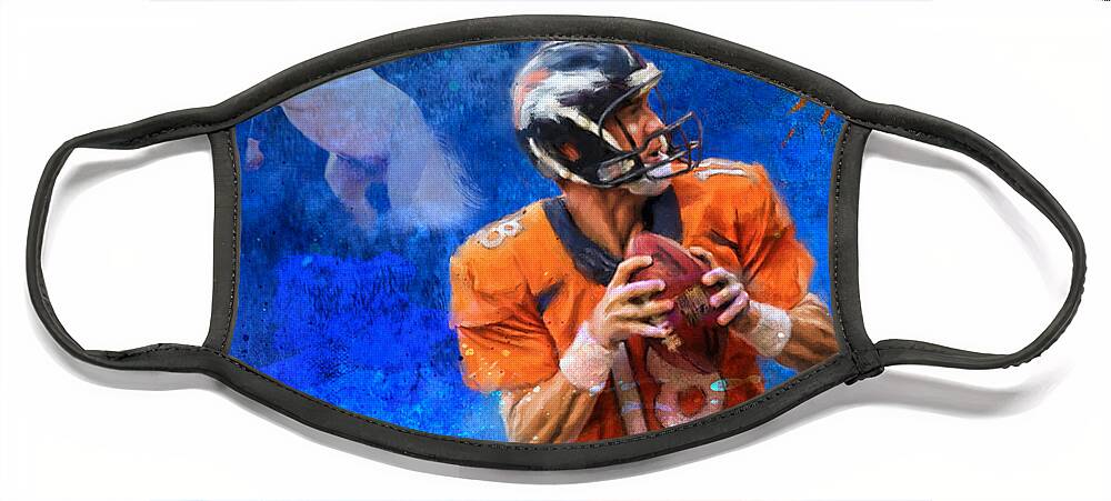 Football Face Mask featuring the painting Peyton's Place by Colleen Taylor